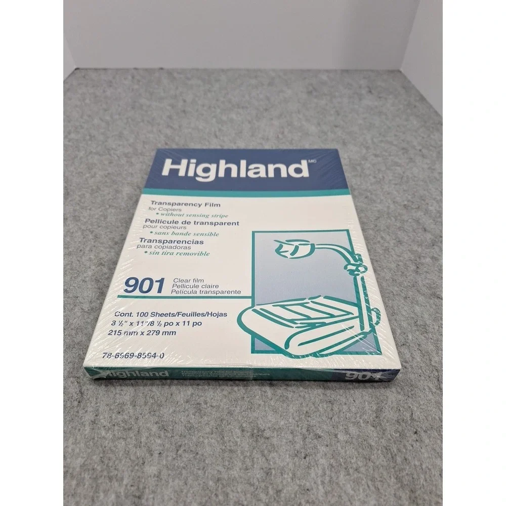 3M HIGHLAND 901‎ Transparency Film For Copiers Without Sensing Stripe 100 Sheets